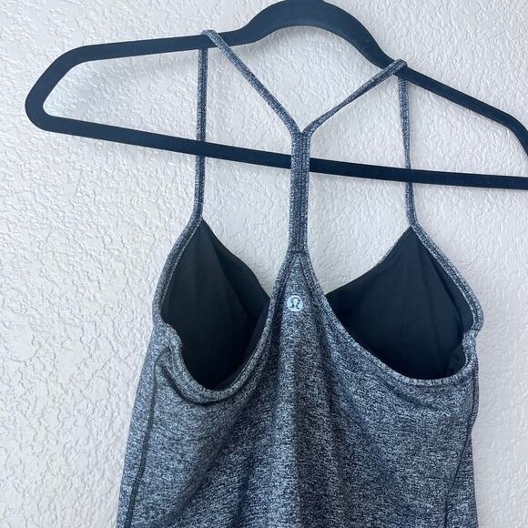 Lululemon Racerback Tank Top Women’s Heather Gray Charcoal 8 Logo Run Stretch - Picture 4 of 5
